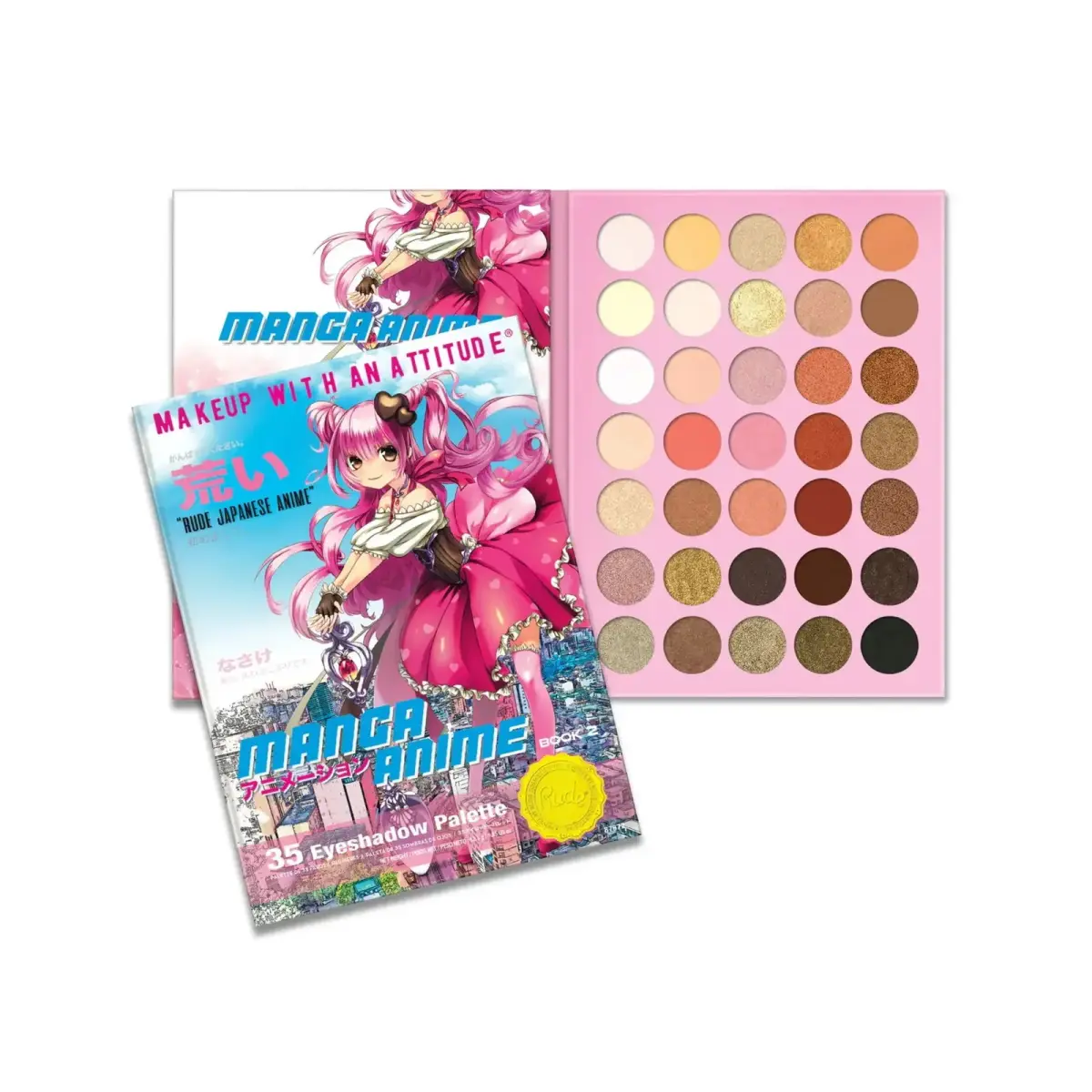 Rude Cosmetics, Manga Anime Book 2, Eyeshadow Palette, 35 Shades