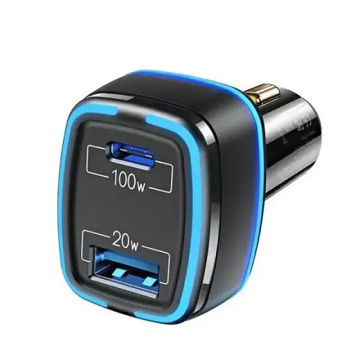 USAMS Ład. sam. 1xUSB+1xUSB-C C24 120W (only head) Fast Charge czarny|black CC142TC01 (US-CC142)