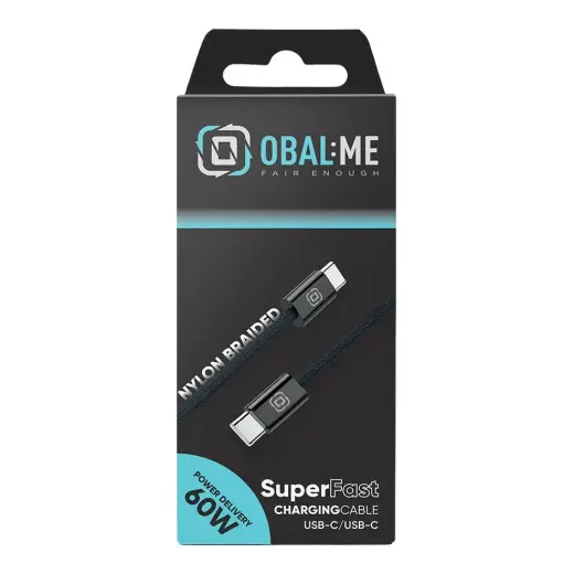 OBAL:ME duomenų perdavimo ir įkrovimo laidas | USB-C į USB-C | 60W | 1m | juodas