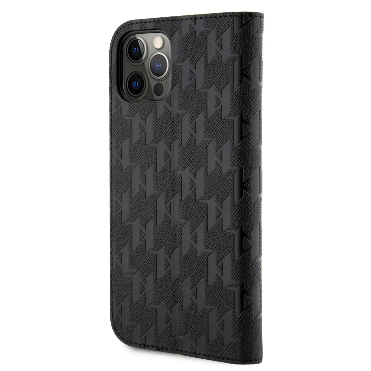 Karl Lagerfeld PU Saffiano Monogram Book Case for iPhone 12|12 Pro Black