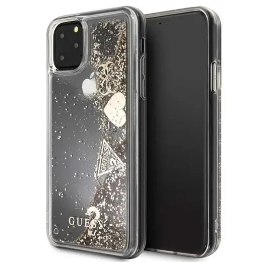Guess Glitter Hearts Case for iPhone 11 Pro Max Gold