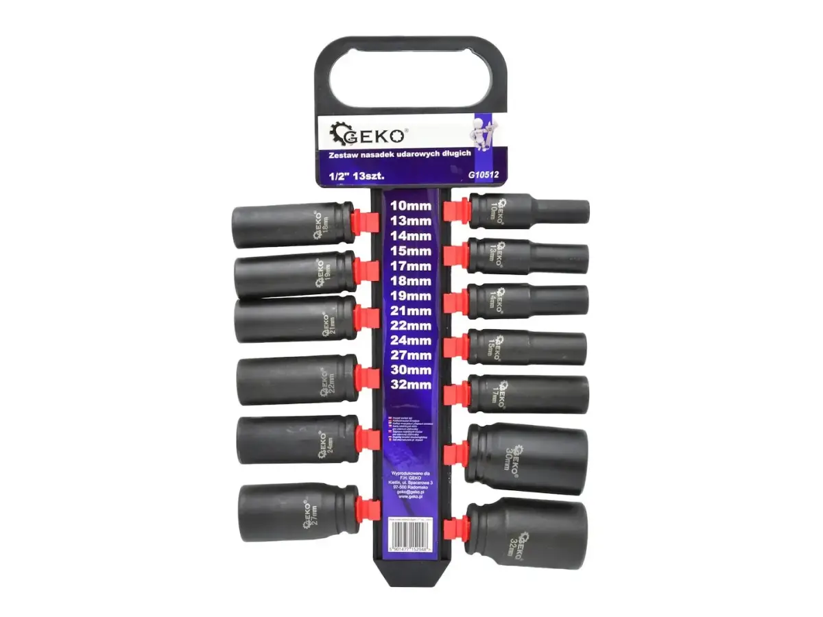 Long Impact Sockets Set 1/2" 10-32mm (13 pcs)
